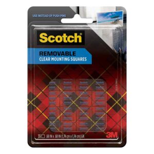 3M 72534, Scotch Removable Clear Double-Sided Mounting Squares 859S, 11/16 in x 11/16 in (1.7 cm x 1.7 cm), 7100241756