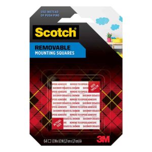 3M 96935, Scotch Removable Double-Sided Mounting Squares 108S-SQSML-64, 1/2 in x 1/2 in (1.27 cm x 1.27 cm) 64/pk, 7100245431