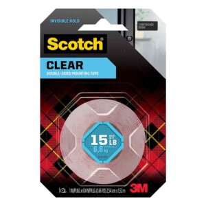 3M 76272, Scotch Clear Double-Sided Mounting Tape 410S, 1 in x 60 in (2.54 cm x 1.52 m), 7100254953