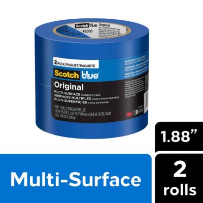 3M 36510, ScotchBlue Original Painter's Tape 2090-48TR2-P, 1.88 in x 60 yd (48 mmx 54.8 m), 2 rolls/pack, 7100246529