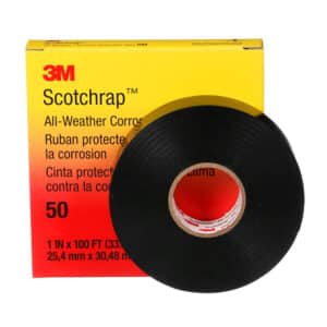 3M 11149, Scotchrap Vinyl Corrosion Protection Tape 50, 1 in x 100 ft,Unprinted, Black, 1 roll/carton, 10 rolls/Case, 7000057501