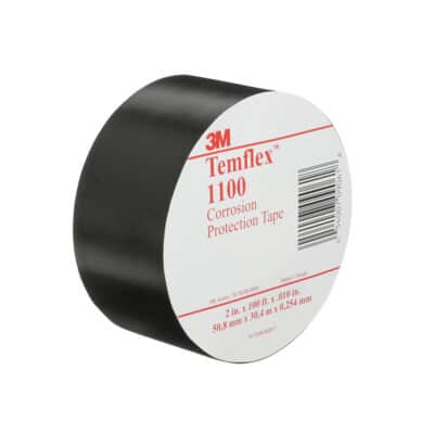 3M 09065, Temflex Vinyl Corrosion Protection Tape 1100, 2 in x 100 ft,Printed, Black, 4 rolls/carton, 24 rolls/Case, 7000132166