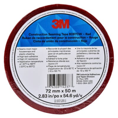 3M 14237, Construction Seaming Tape 8087CW, Red, 72 mm x 50 m, 16 rolls percase, 7010337895
