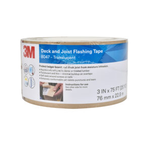 3M 14178, Deck and Joist Flashing Tape 8047, Translucent, 3 in x 75 ft, 12rolls per case, Solid Liner, 7010379532