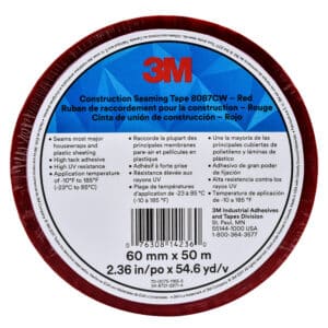 3M 14236, Construction Seaming Tape 8087CW, Red, 60 mm x 50 m, 20 rolls percase, 7010379551
