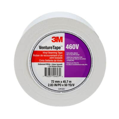 3M 04607, Venture Tape Vinyl Seaming Tape 460V, Embossed, White, 72 mm x 45.7m, 16 rolls per case, 7100043935
