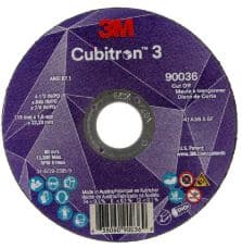 3M Cubitron 3 Cut-Off Wheel, 90036, 36+, T1, 4-1/2 in x 0.045 in x 7/8 in (115 x 1.6 x 22.23 mm), ANSI, 50 ea/Case, 7100304006